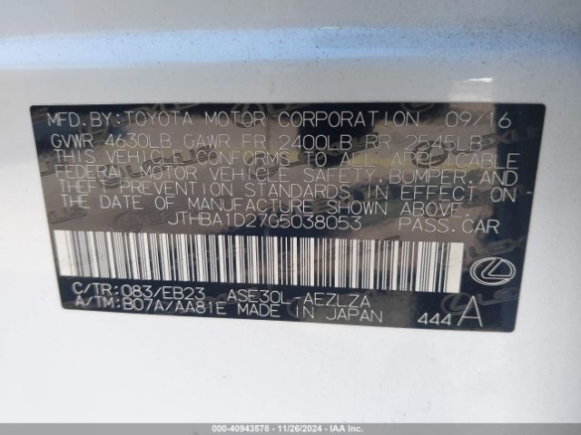 JTHBA1D27G5038053 Lexus IS 200T