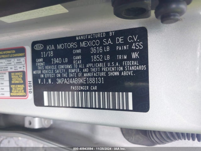 KIA RIO S 2019 3KPA24AB9KE188131 Image 9
