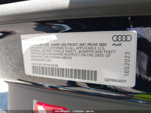 WAUE3BF25PN070038 Audi A6 Sedan Premium Plus 45 Tfsi Quattro S Tronic
