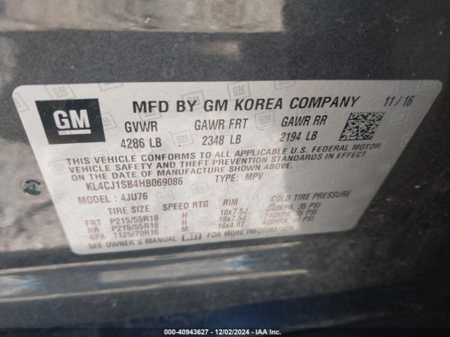 KL4CJ1SB4HB069086 Buick Encore Sport Touring