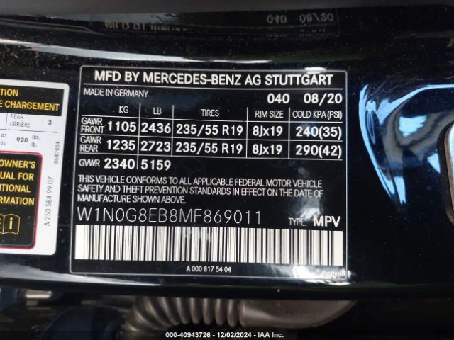 W1N0G8EB8MF869011 Mercedes-Benz Glc 300 4matic Suv