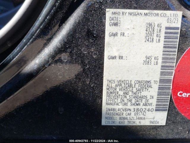 1N4BL4CV8PN380240 Nissan Altima Sr Fwd