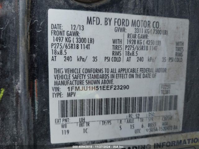 1FMJU1H51EEF23290 Ford Expedition Xlt