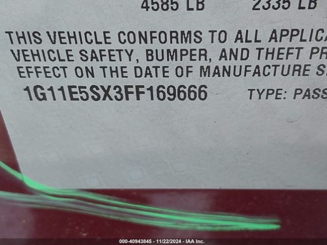 1G11E5SX3FF169666 Chevrolet Malibu 3lt