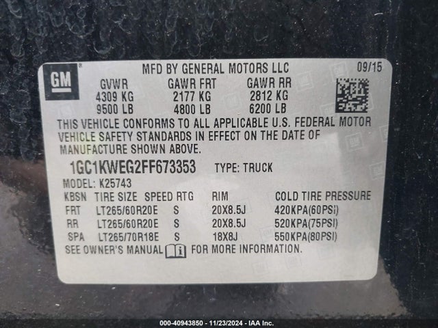 Chevrolet Silverado 2500hd Ltz 2015 1GC1KWEG2FF673353 Image 9