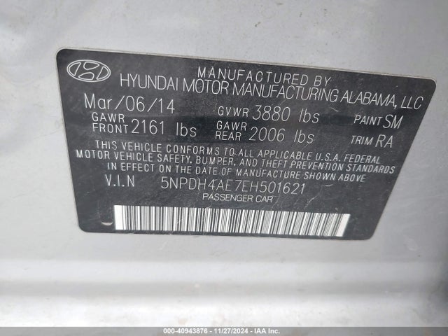 Hyundai ELANTRA SE 2014 5NPDH4AE7EH501621 Image 9