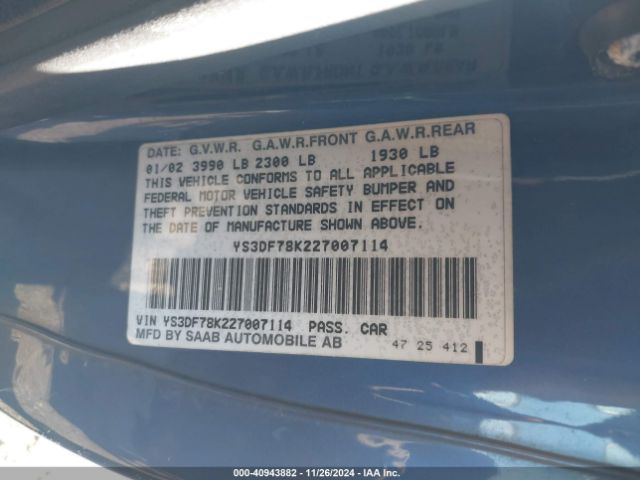 2002 SAAB 9-3 YS3DF78K227007114 Photo 8