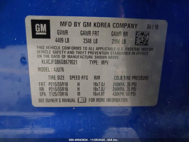 Buick Encore Convenience 2016 KL4CJFSB6GB679521 Image 9