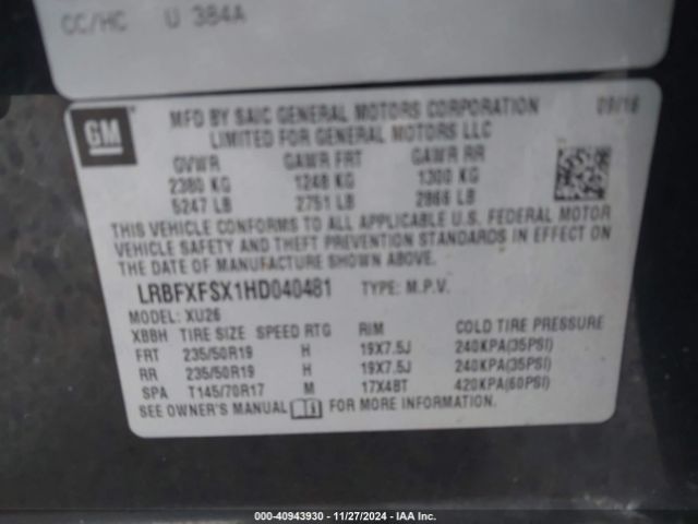 LRBFXFSX1HD040481 Buick Envision Premium Ii