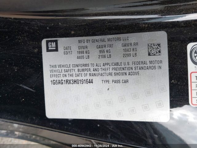 1G6AG1RX3H0191644 Cadillac Ats Standard