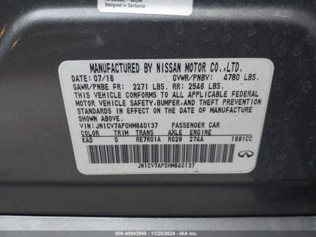 JN1CV7AP0HM640137 Infiniti Q50 2.0t Premium