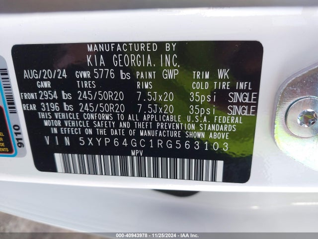 KIA Telluride S 2024 5XYP64GC1RG563103 Image 9