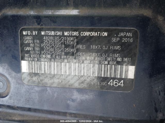 JA4AZ3A38HZ008207 Mitsubishi Outlander Sel