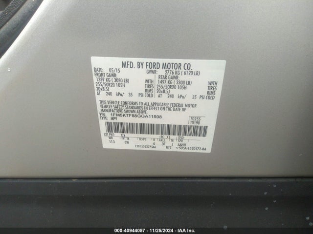 Ford Explorer 2016 1FM5K7F88GGA11508 Image 9