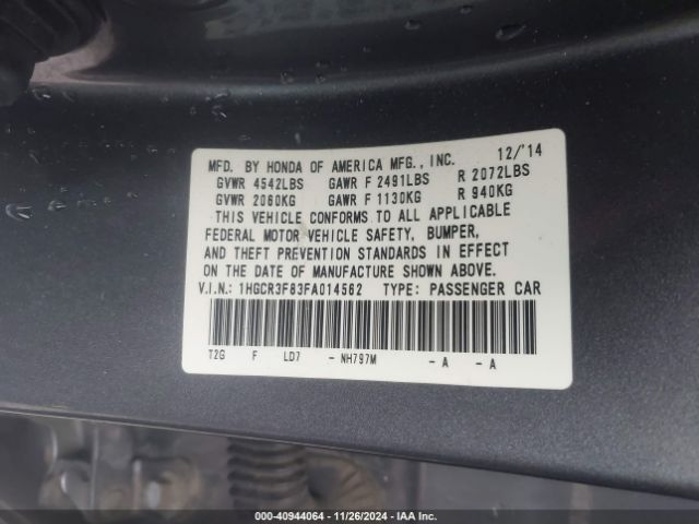 1HGCR3F83FA014562 Honda Accord Ex-l V-6