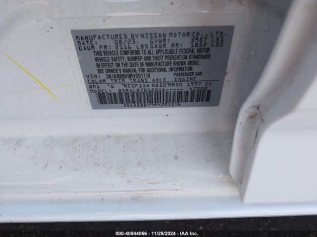 3N1AB8BV9RY201116 Nissan Sentra S Xtronic Cvt