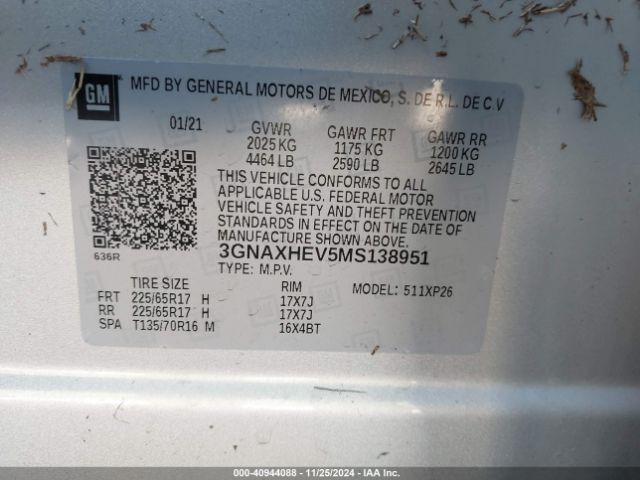 2021 CHEVROLET EQUINOX 3GNAXHEV5MS138951 Photo 8