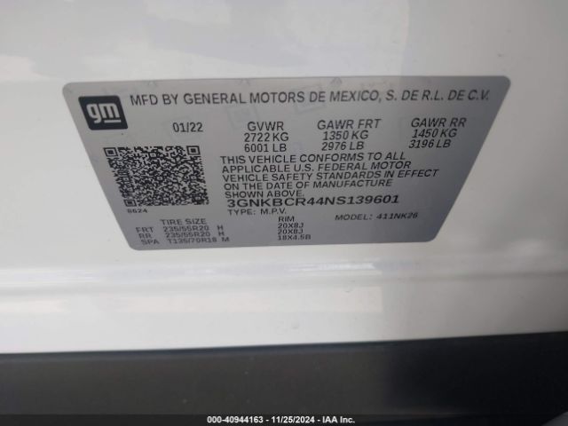 3GNKBCR44NS139601 Chevrolet Blazer Fwd 2lt