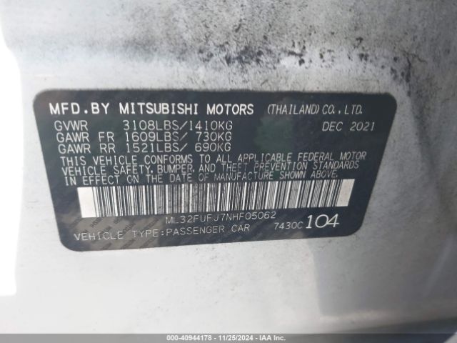 2022 MITSUBISHI MIRAGE G4 ML32FUFJ7NHF05062 Photo 8