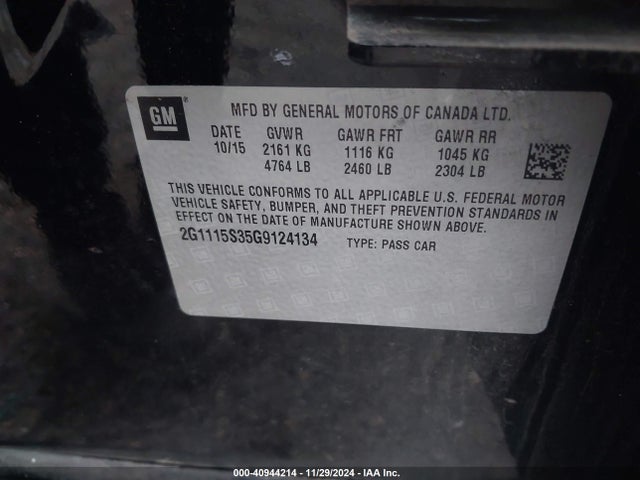 Chevrolet Impala 2lt 2016 2G1115S35G9124134 Image 9