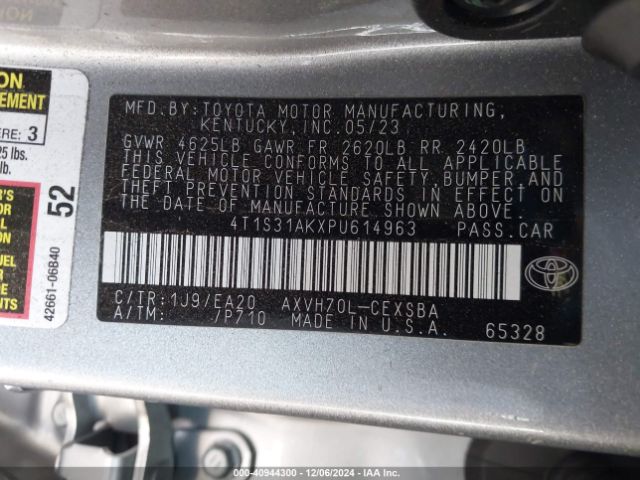 4T1S31AKXPU614963 Toyota Camry Se Hybrid