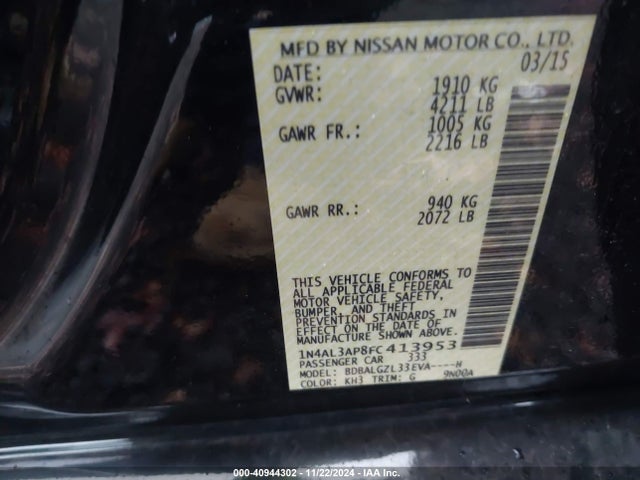 Nissan Altima 2.5 S 2015 1N4AL3AP8FC413953 Image 9