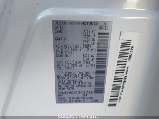 5N1AL0MN1FC541210 Infiniti QX60