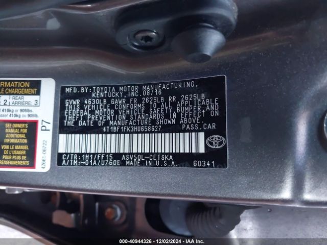 4T1BF1FK3HU658627 Toyota CAMRY SE