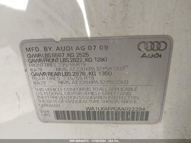 2010 AUDI Q5 WA1LKAFP6AA022284 Photo 8
