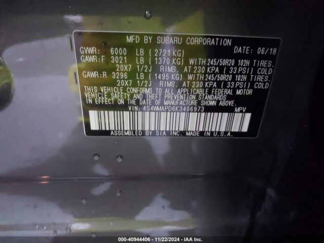 4S4WMAPD6K3406973 Subaru Ascent Limited