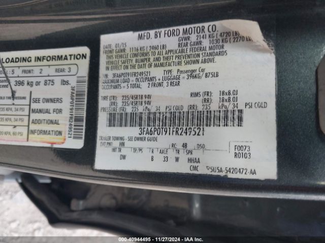 3FA6P0T91FR249521 Ford FUSION SE