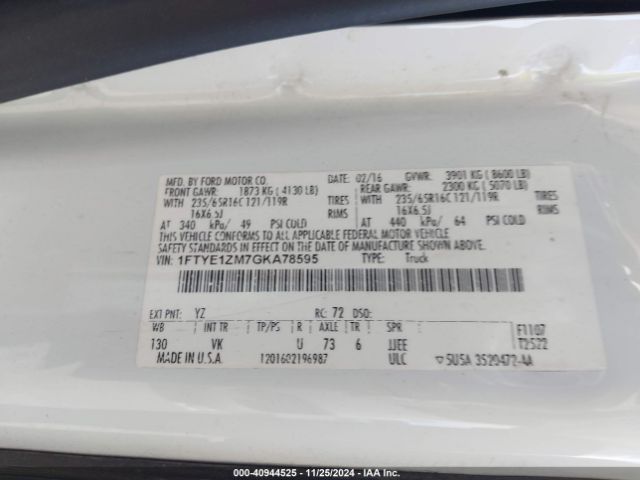 1FTYE1ZM7GKA78595 Ford Transit-150