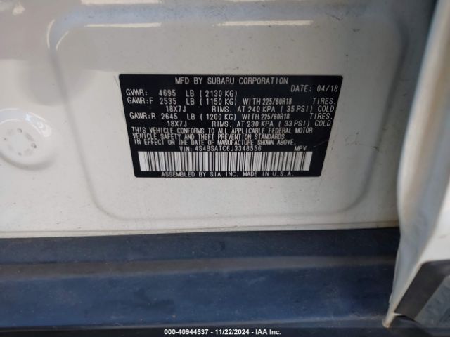 4S4BSATC6J3348556 Subaru Outback 2.5i Touring