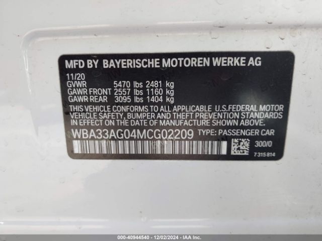 WBA33AG04MCG02209 BMW 530e Xdrive