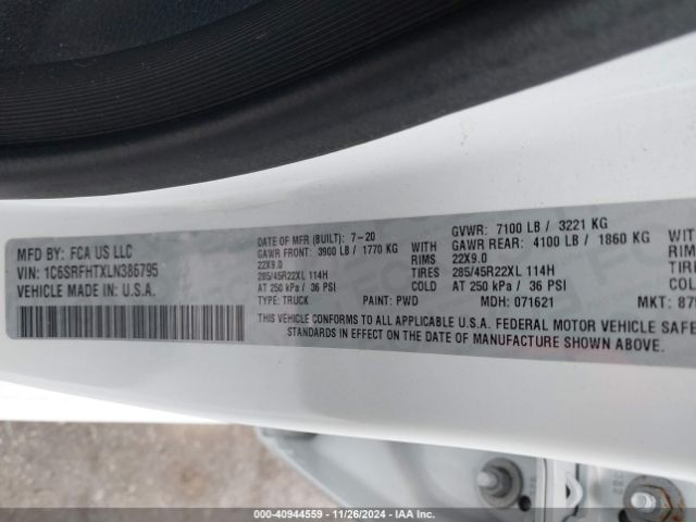 1C6SRFHTXLN386795 RAM 1500 Limited  4x4 5'7 Box
