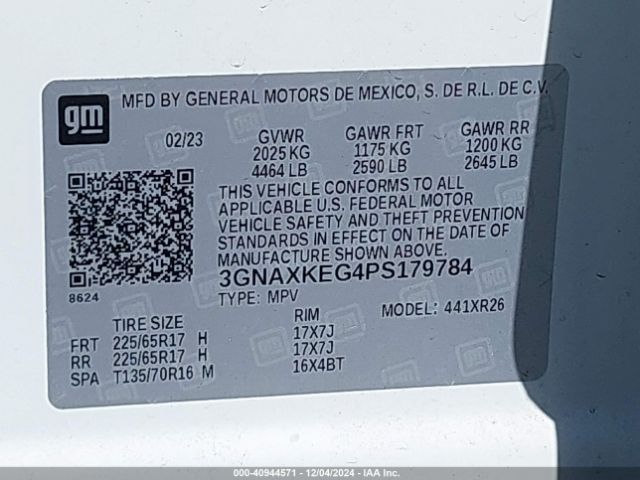3GNAXKEG4PS179784 Chevrolet Equinox Fwd Lt