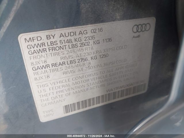 WA1TFAFL0GA016796 Audi Allroad 2.0t Premium