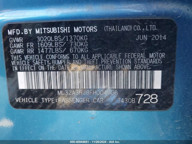 ML32A3HJ8FH004508 Mitsubishi Mirage De/rf