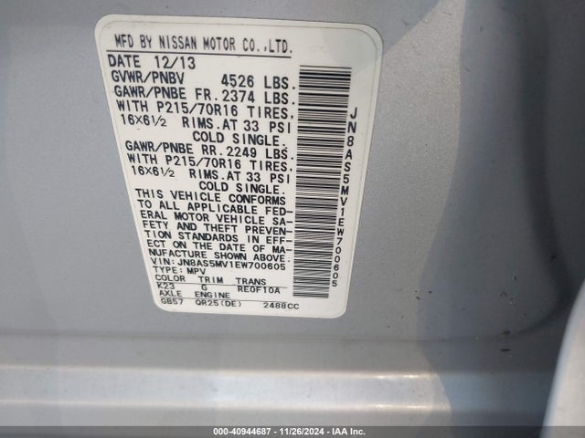 Nissan Rogue Select S 2014 JN8AS5MV1EW700605 Image 9