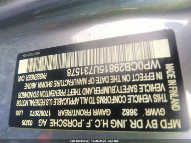 2005 PORSCHE BOXSTER WP0CB29815U731578 Photo 8