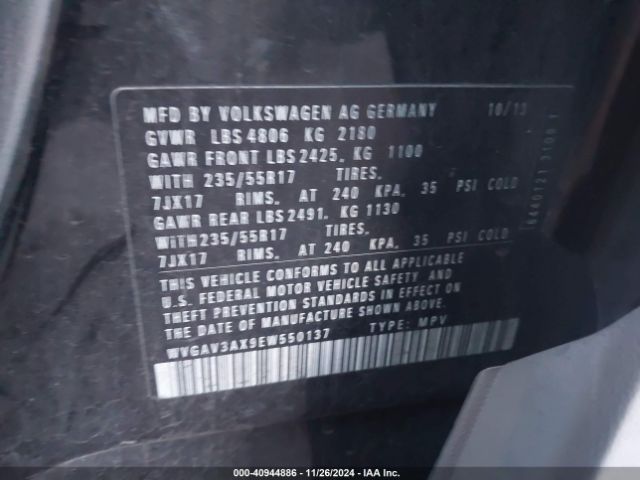 WVGAV3AX9EW550137 Volkswagen TIGUAN SE