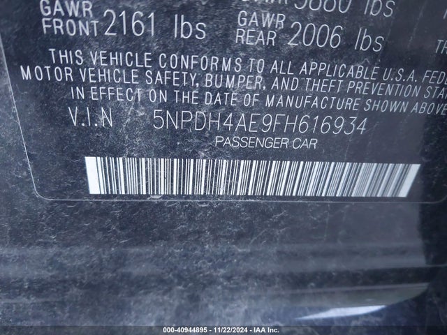 Hyundai Elantra Limited 2015 5NPDH4AE9FH616934 Image 9