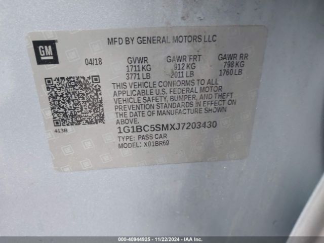 1G1BC5SMXJ7203430 Chevrolet Cruze Ls Auto