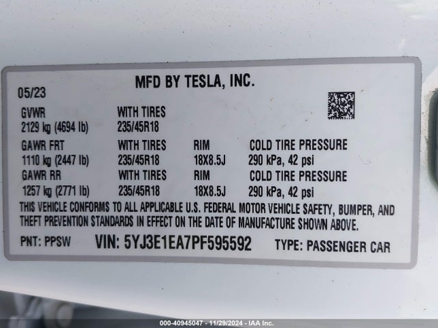 2023 TESLA MODEL 3 5YJ3E1EA7PF595592 Photo 8