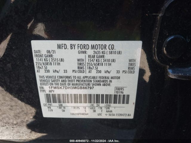 2021 FORD EXPLORER 1FMSK7DH3MGB86797 Photo 8