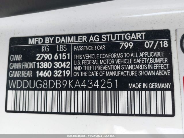 WDDUG8DB9KA434251 Mercedes-Benz S 560