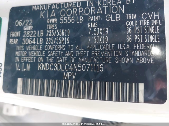 KIA Ev6 Wind 2022 KNDC3DLC4N5071116 Image 9