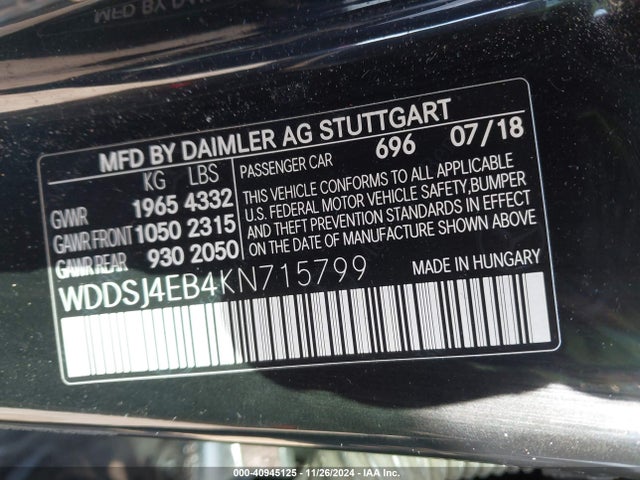 Mercedes-Benz CLA 250 2019 WDDSJ4EB4KN715799 Image 9