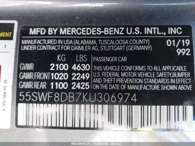 55SWF8DB7KU306974 Mercedes-Benz C 300