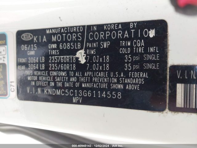 KNDMC5C13G6114558 KIA SEDONA EX
